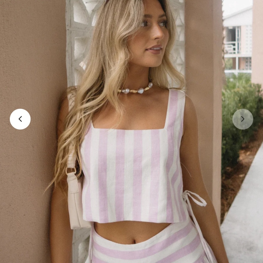 Vestique Pink and White Striped Top
